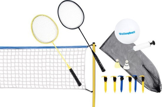 Set de volley-ball et de badminton Scatch - avec filet, raquettes, volants et ballon - sac de transport - 310 x 168 cm