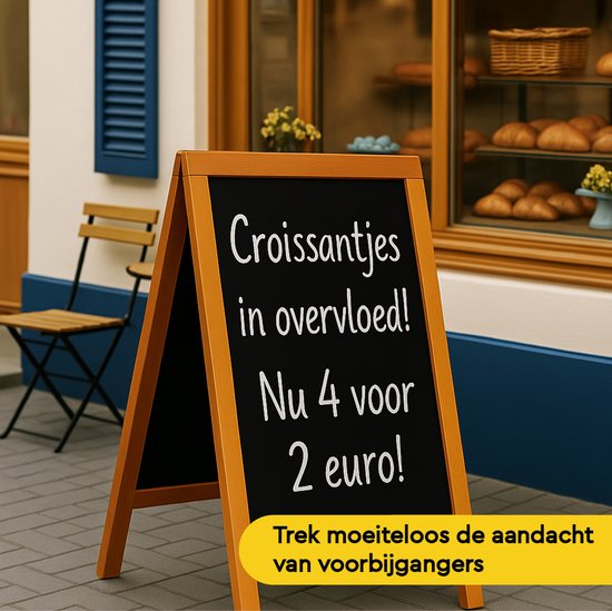 BRASQ Chalkboard Mahogany - 70x130 CM - Tableau noir - Enseigne publicitaire - Enseigne de trottoir - Double face - pour l'intérieur et l'extérieur - Hospitality