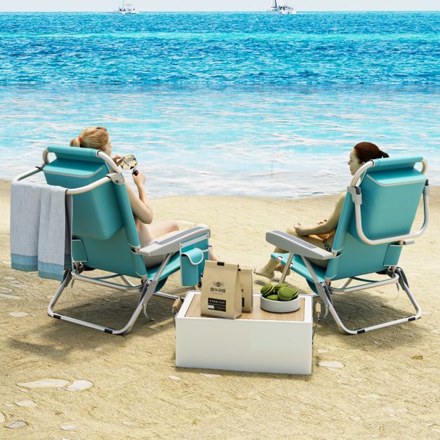 Costway Chaise de plage - pliable et réglable - max 150 kg - 66 x 65 x 78 cm - Bleu