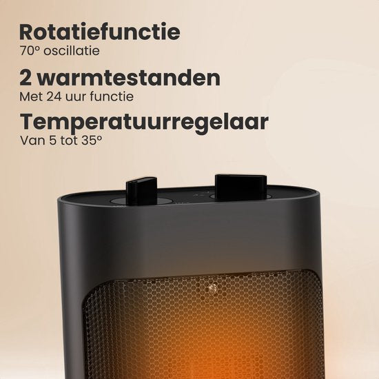 Auronic Fan Heater Pro - Chauffage céramique - Chauffage 2000W - Noir