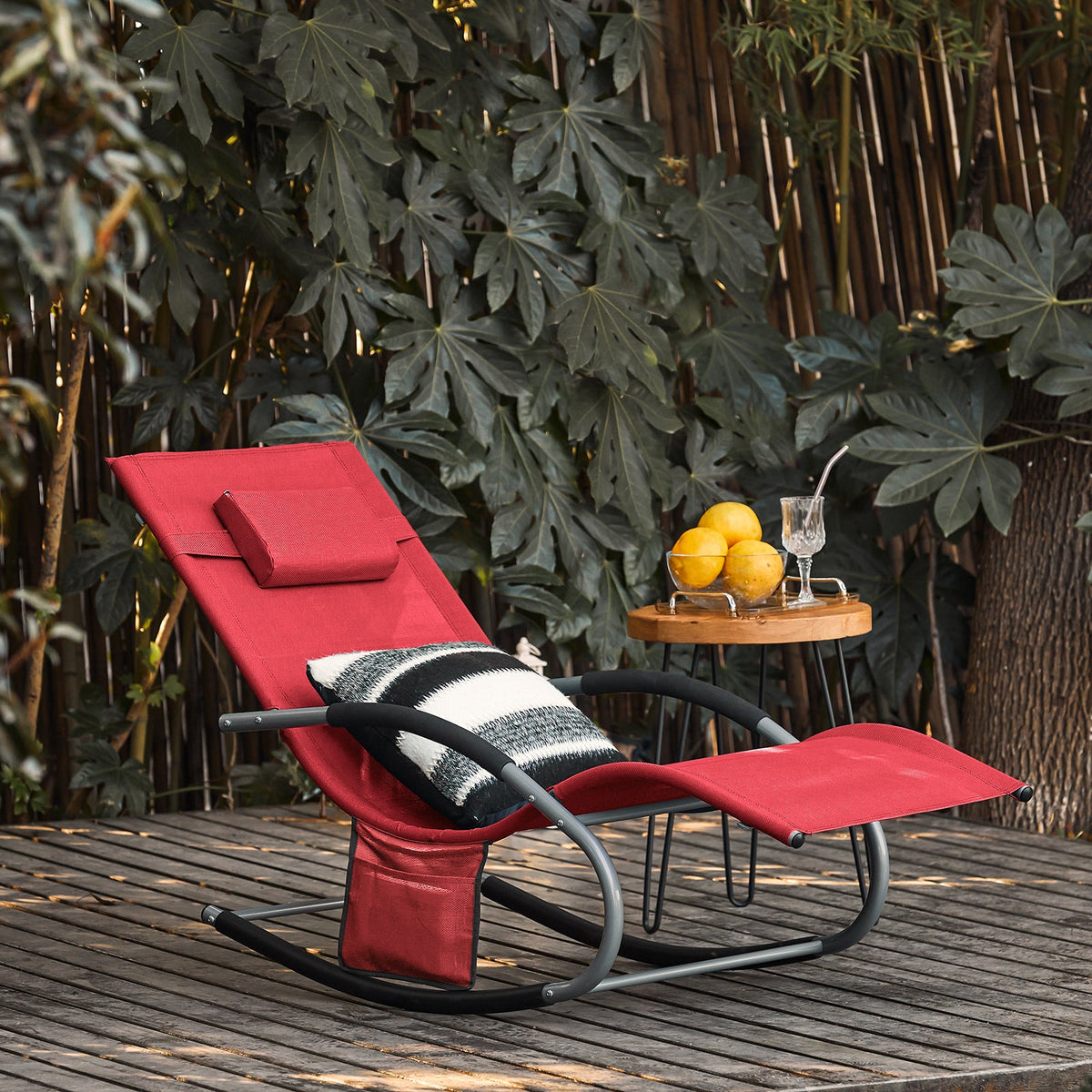 SoBuy Chaise Balançoire Confortable - Rouge - Structure Métallique