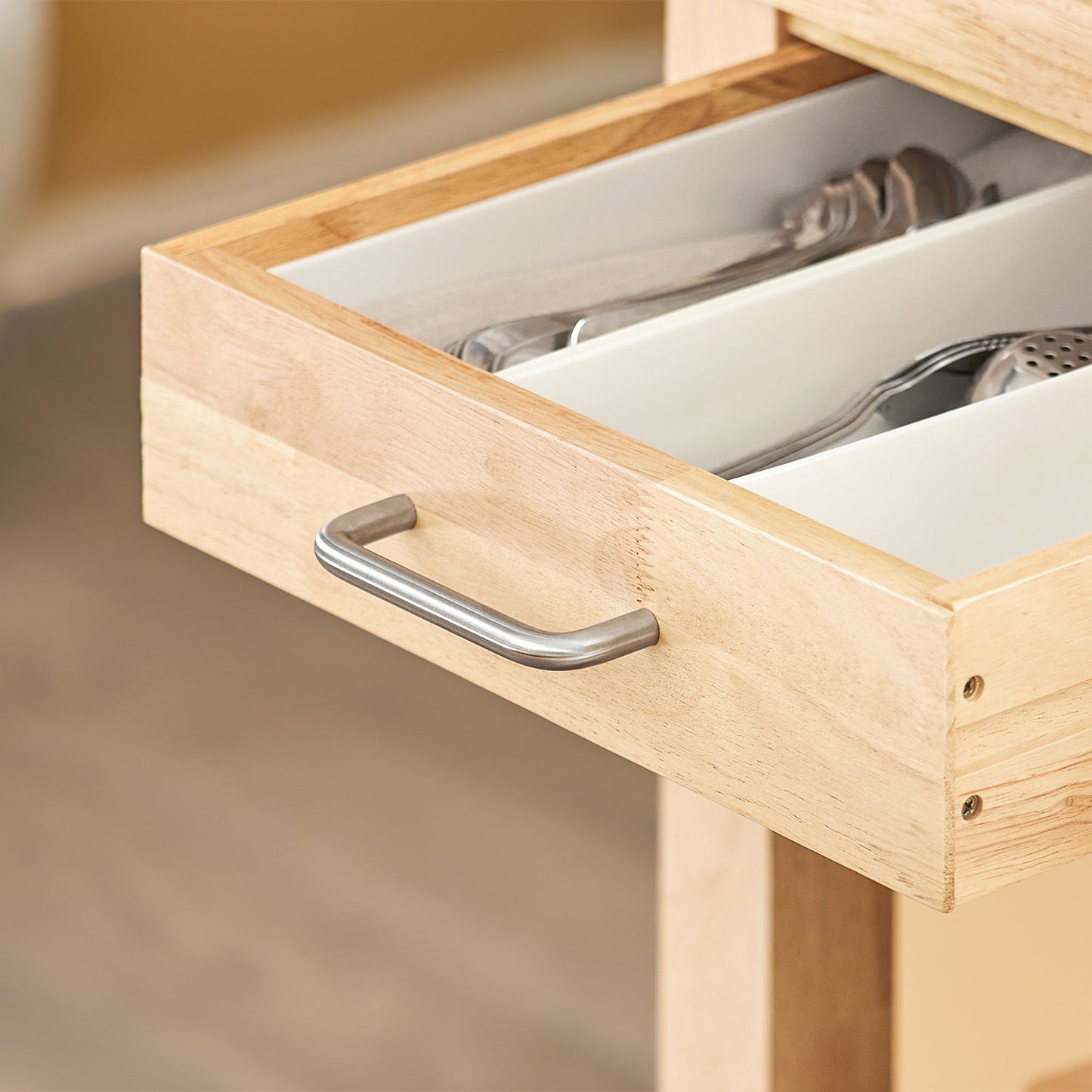 Chariot de cuisine SoBuy FKW24-II-N - Bois de hêtre - 40 x 80 x 90 cm