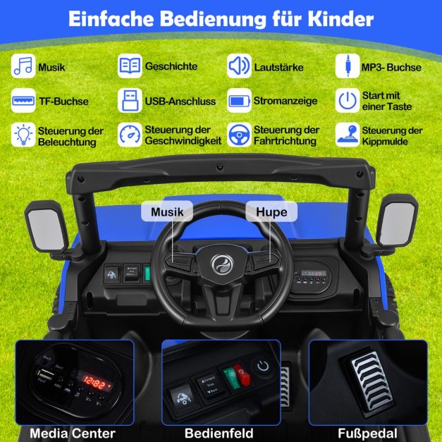 Coast Electric Child Car 12V - Voiture à bascule avec télécommande 106 x 60 x 59 cm - Bleu foncé