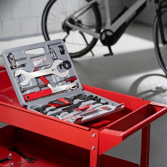 tectake - Kit d'outils pour vélo - mallette de 50 pièces - gris - 403284