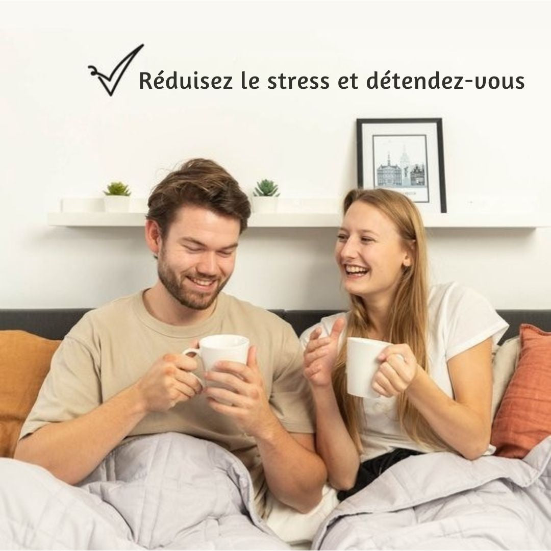 Couverture lestée EL-Life 11kg 200 x 200cm - OEKO-TEX Coton - Gris clair