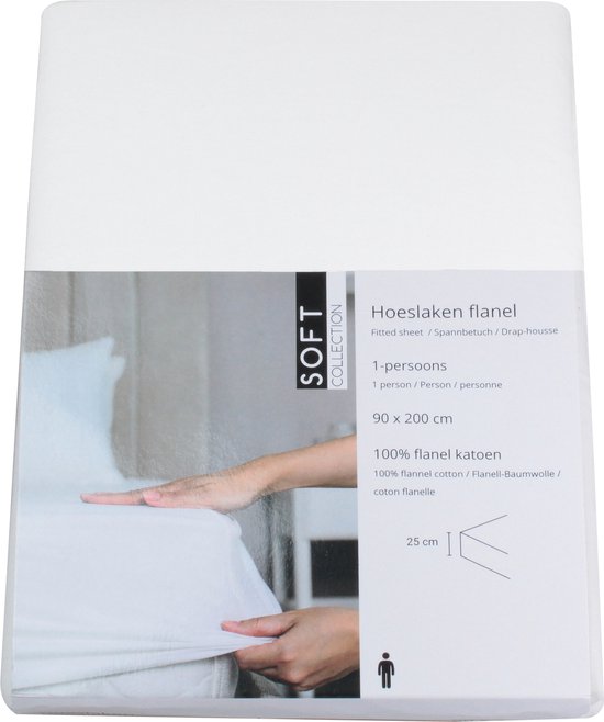 Drap-housse DoubleDry en flanelle 100 % coton doux - Double 180 x 200 cm - Élastique sur tout le pourtour - Blanc