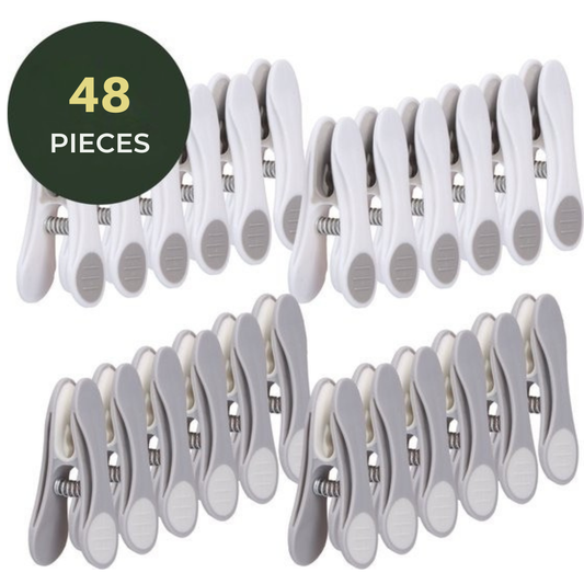 Pinces à linge Gandria - Pinces en plastique - Lot de 48 pièces - Charge max 10 Kg - Gris/Blanc
