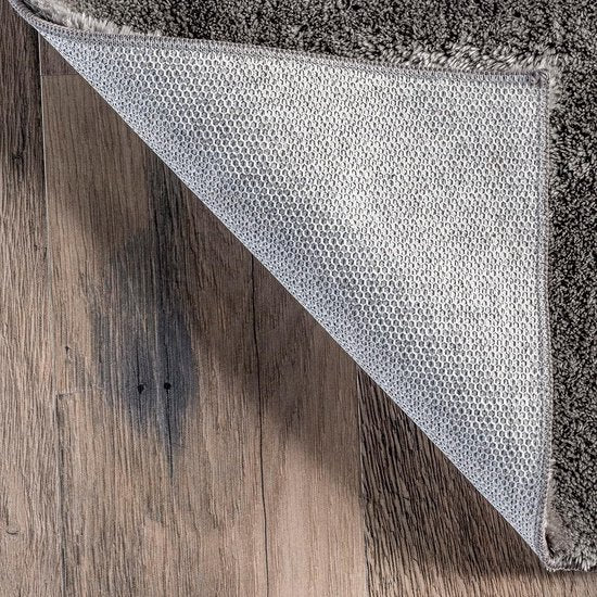 Flycarpets Solid : tapis à poils longs et lavable, couleur unie - Gris - Tapis de salon - 160 x 230 cm