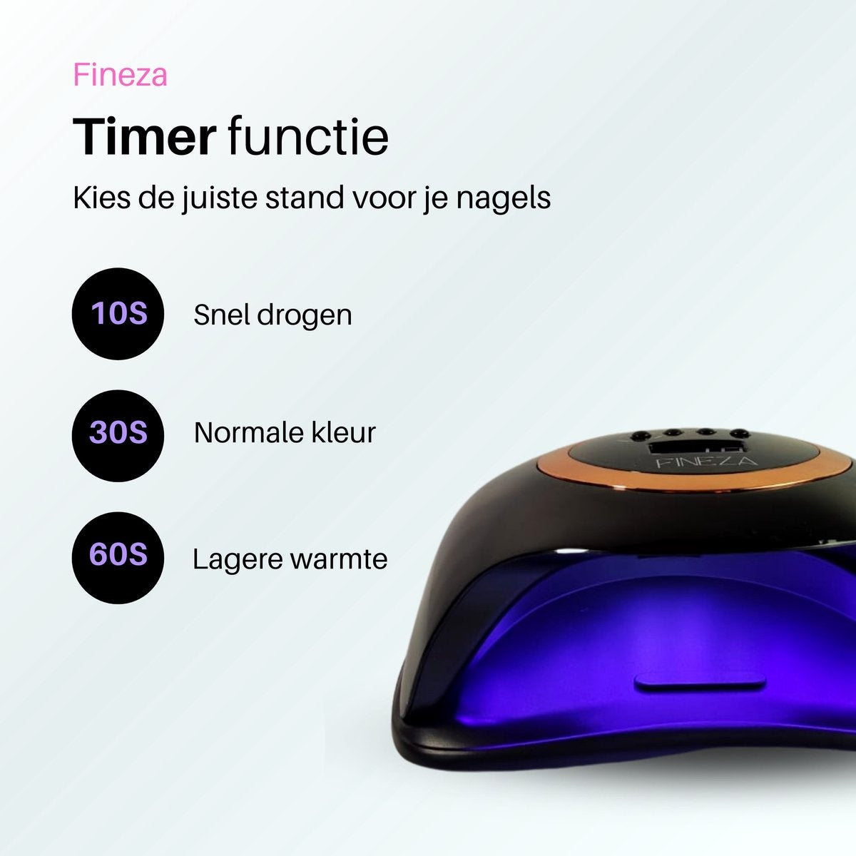 Fineza Lampe UV pour ongles en gel - Séchoir à ongles LED - Séchoir à ongles pour vernis en gel - Lampe à ongles - Noir