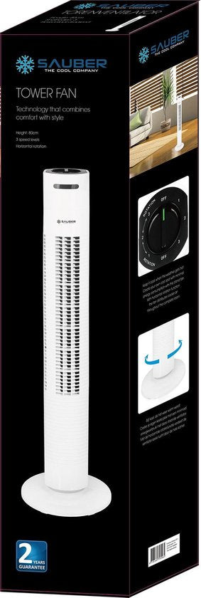 Ventilateur colonne Sauber TFN-123627, 80 cm, blanc