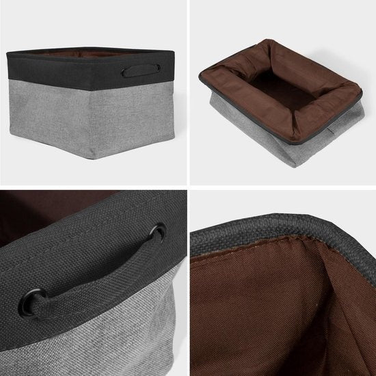 LifeGoods Panier de rangement - 3 pièces - Organiseur de placard - 20 L - Textile - Gris