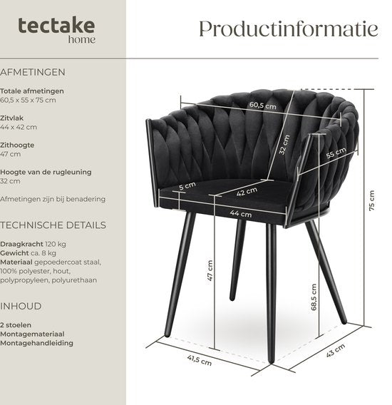 tectake® - Lot de 2 chaises de salle à manger en velours - Chaise baquet avec accoudoir en aspect bouton - Chaise de salle à manger - Chaise de salle à manger moderne pour salon et salle à manger - Chaise de cuisine - Chaise de coiffeuse - Chaise de chamb