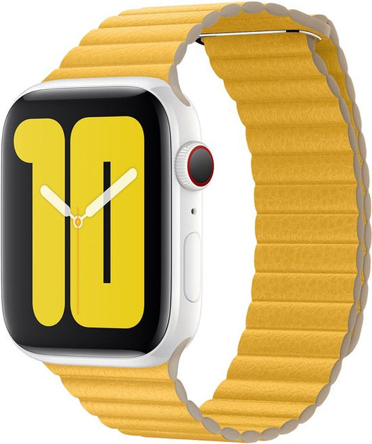 Apple Leather Loop L pour l'Apple Watch Series 1 / 2 / 3 / 4 / 5 / 6 / 7 / 8 / 9 / SE / Ultra (2) - 42 / 44 / 45 / 49 mm - Meyer Lemon