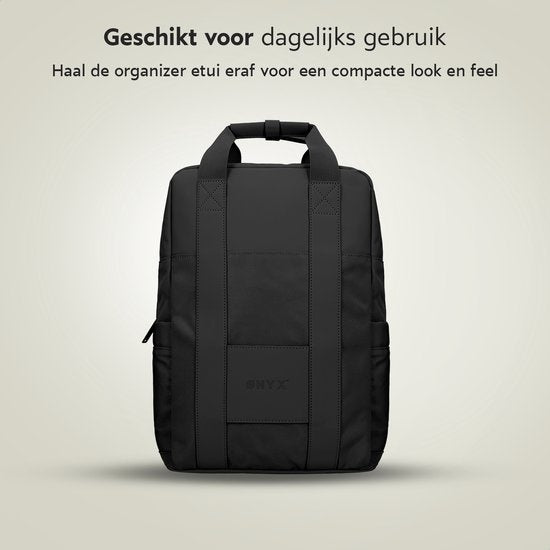 ONYX Sac à dos 20L avec compartiment pour ordinateur portable - Pochette d'organisation amovible - Mesdames et Messieurs - Sacoche pour ordinateur portable - Sac d'école - Sac à dos - Noir