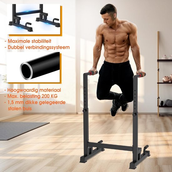 DH FitLife Dip Bars | Dip Stand Station | Power Station Fitness Equipment for Home | Parallettes Calisthenics Training Equipment | Individually Adjustable Height for Strength Training