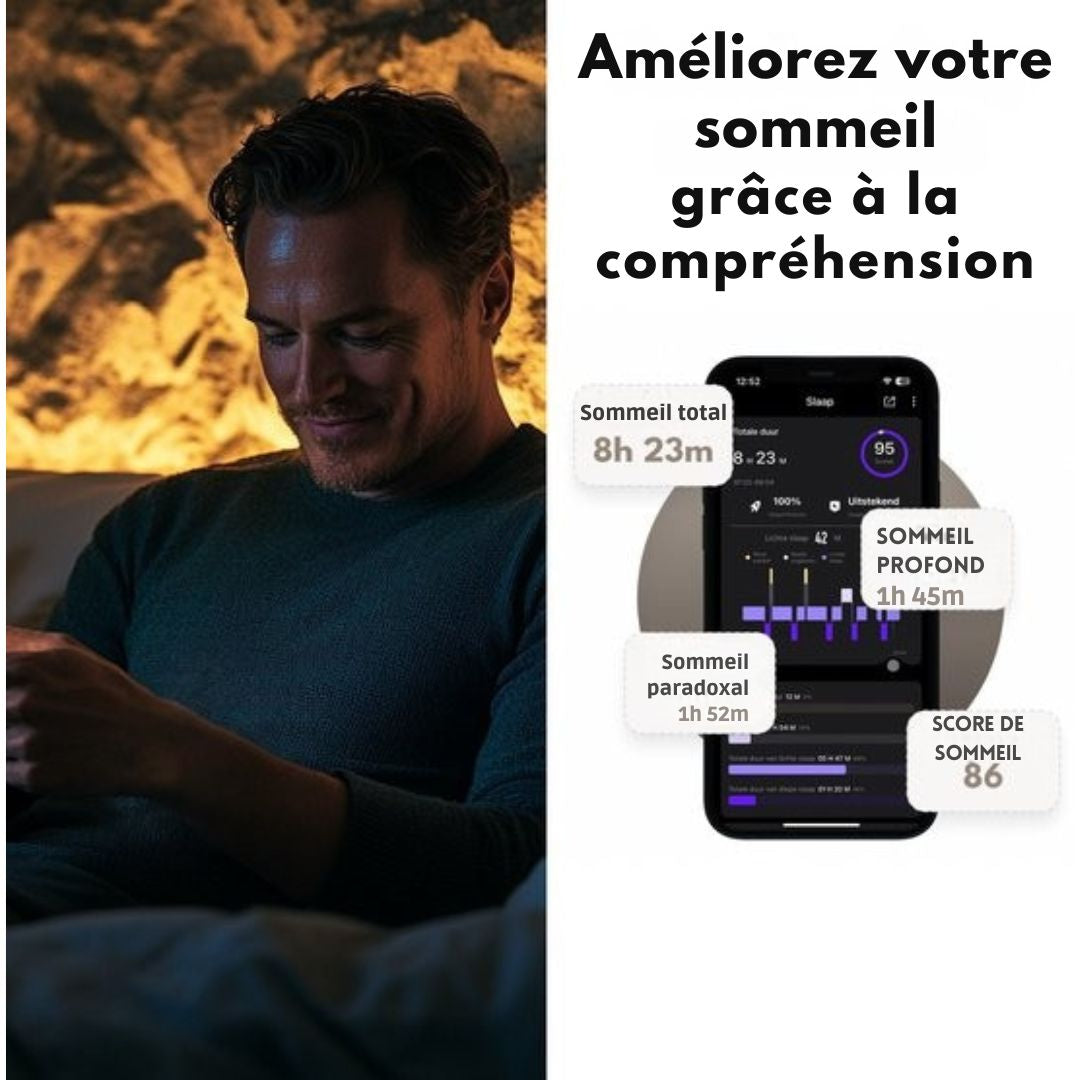 Bague connectée - Smart Ring Focus® S1 - Taille 9 - Fréquence cardiaque - Cycle menstruel - Moniteur de sommeil - Performance sportive - Podomètre - Etanche à l'IP68 - Mesure de l'O2 - Femmes - Hommes - Etui de recharge - Or