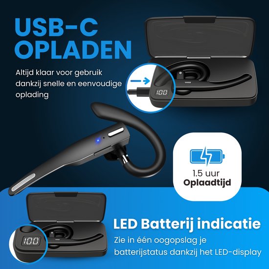 Otiume Casque sans fil avec microphone - Réduction du bruit - Appel mains libres - Fonctionne comme casque Bluetooth pour tout appareil