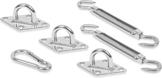 VONROC Kit de fixation de toile d'ombrage (30 pièces) - Triangle - Acier inoxydable - Résistant aux intempéries