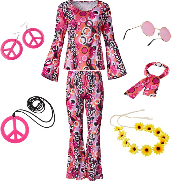 dressforfun - ladies costume hippie flowerpower - L - Costume carnaval - Halloween - Dress up - Party wear - Carnival wear - Party wear