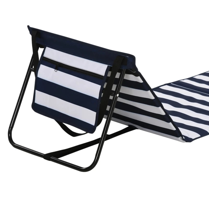 Chaise longue de plage Outsunny - pliable et ajustable - 142 x 51 x 40cm - noir/blanc