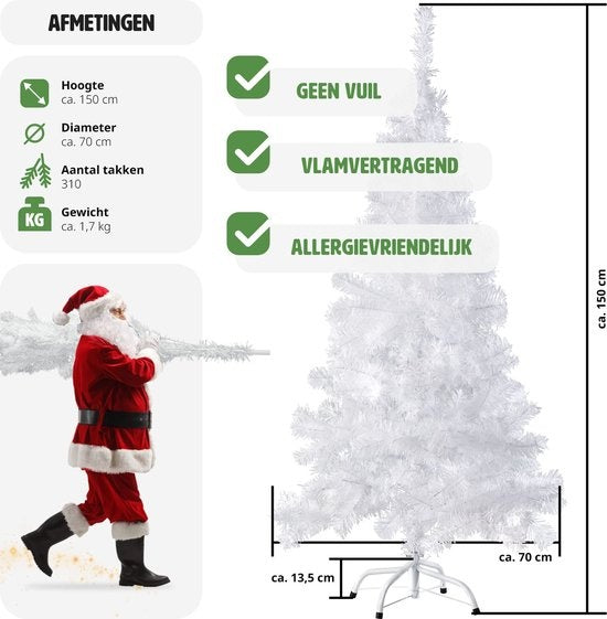 Tectake - blanc Arbre de Noël Artificiel - 180 cm - avec support - Arbre de Noël - Pin - 533 points - 402821