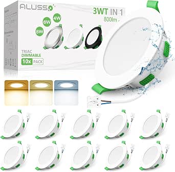 Spots encastrables LED ALUSSO ronds 78 mm – 4 W – 310 lm – 3000-6500 K – Blanc – 10 pièces – 120°