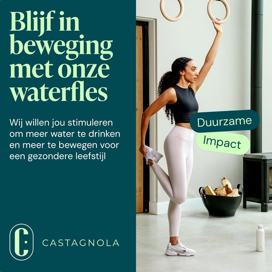 Bouteille d'eau Castagnola - Bouteille en acier inoxydable 500 ML - Thermos en acier - Bouteilles pour adultes - Double paroi - Blanc cassé