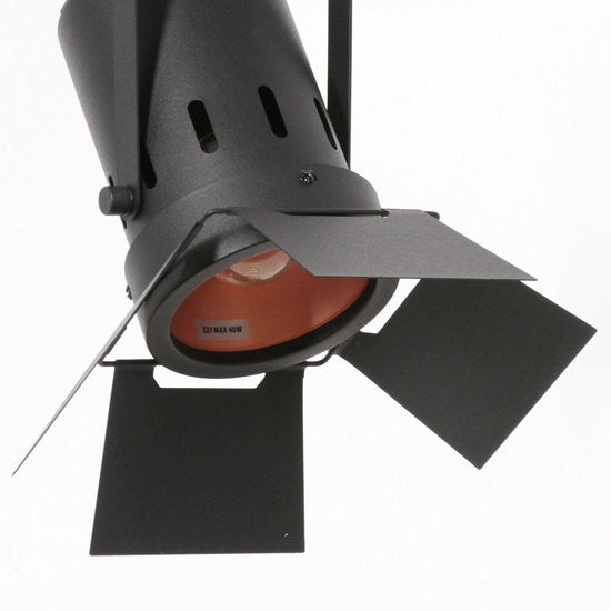 Suspension Carré 3379ZW – lampe industrielle noire, en acier, hauteur réglable de 30 à 150 cm, Mexlite