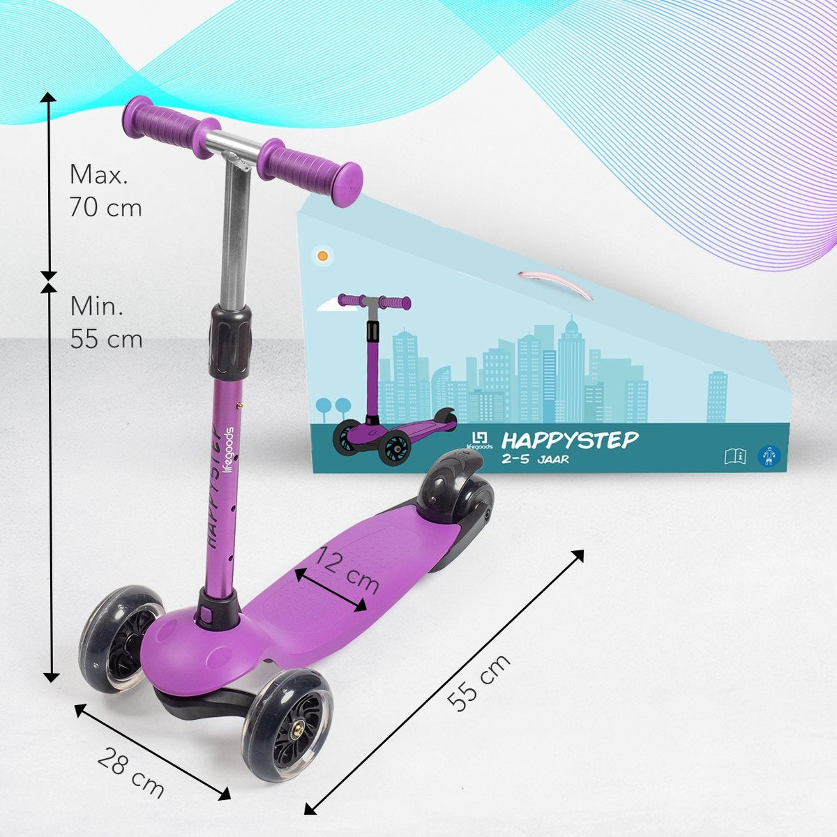 LifeGoods - Trotinette 3 à 5 ans - violet
