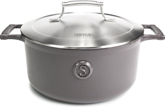 Cocotte en fonte - Saveur Selects - Ø25 cm - Sans PFAS - Compatible induction et toutes sources de chaleur - Gris