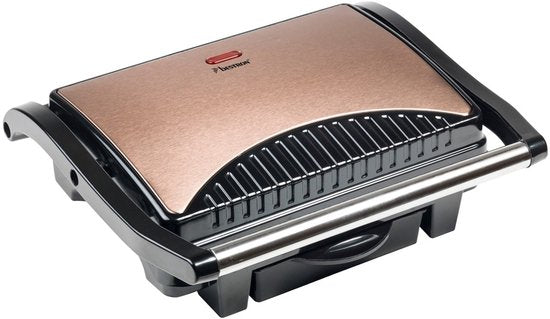 Gril de table Bestron - ASW113CO - 1 000 W - Appareil à croque-monsieur - Surface de cuisson 25 x 17 cm - Cuivre - Garantie 5 ans