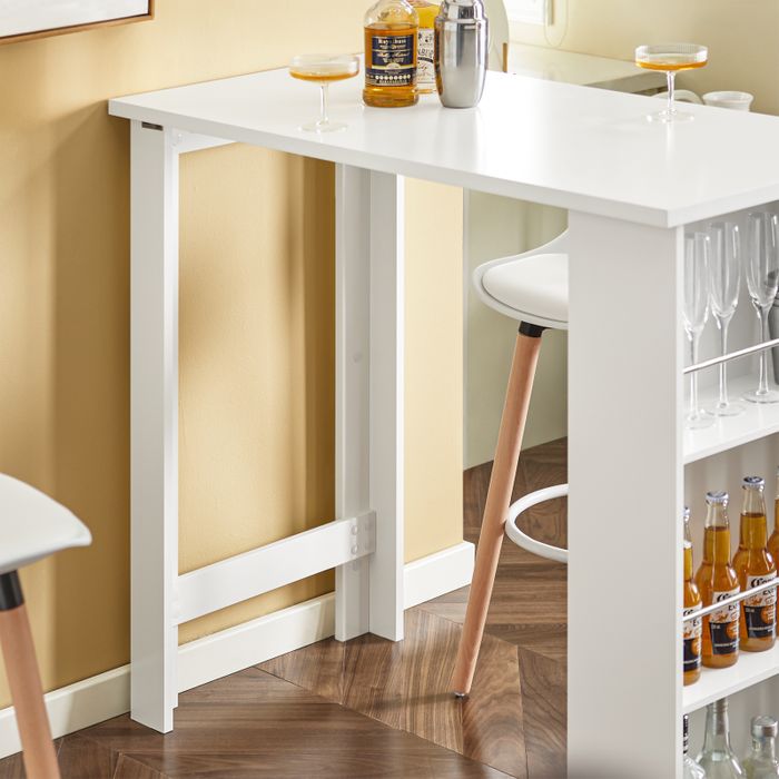 Table de bar SoBuy blanche - 112 x 57 x 106 cm - Avec 3 étagères de rangement