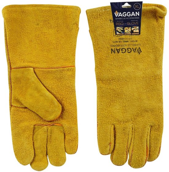 Gants de barbecue Vaggan - cuir - marron camel - résistants à la chaleur jusqu'à 250 degrés