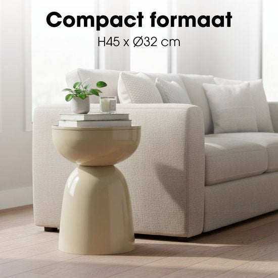 Mica Decorations Elliot Table d'appoint - Table d'appoint ronde H45 x Ø32 cm - Petite table d'appoint pour le salon ou la chambre - Idéale comme table pour plantes - Fer avec revêtement par poudrage - Beige