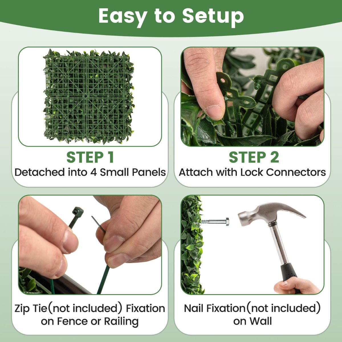 Coast - Panneaux muraux en gazon artificiel (12 pièces) - Très épais 7 cm, vert dégradé réaliste, installation facile - 3 m² au total - PE - Vert