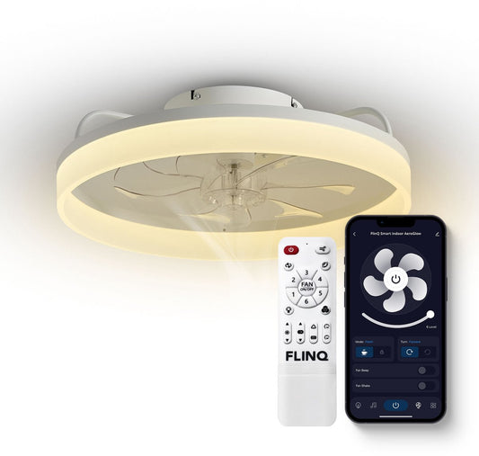 FlinQ AeroGlow - Ventilateur de plafond intelligent - Éclairage - Blanc