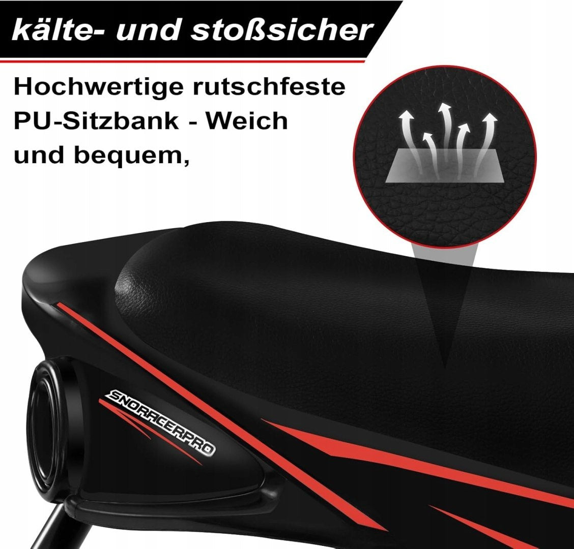 Laneetal Luge pour enfants Noir/Rouge - 121 x 43 x 50 cm - Avec guidon et frein à pied - Jusqu'à 90 kg