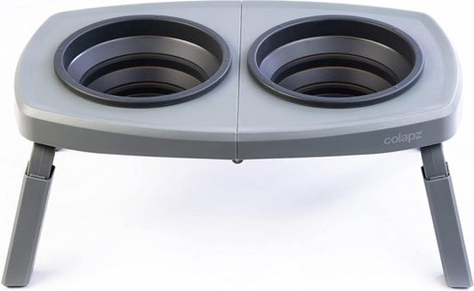 Colapz 2 x gamelles pliables pour chiens - Gamelles pliables pour chiens - Gamelle à eau sur pied pour chiens - Gamelle surélevée pliable - Gris - Camping avec son chien
