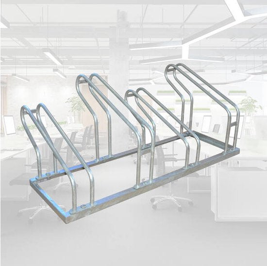 BRASQ Porte-vélos pour 4 vélos - Support pour vélos - Support pour vélos - Support pour vélos pour le sol Comprend le matériel de fixation - Argent