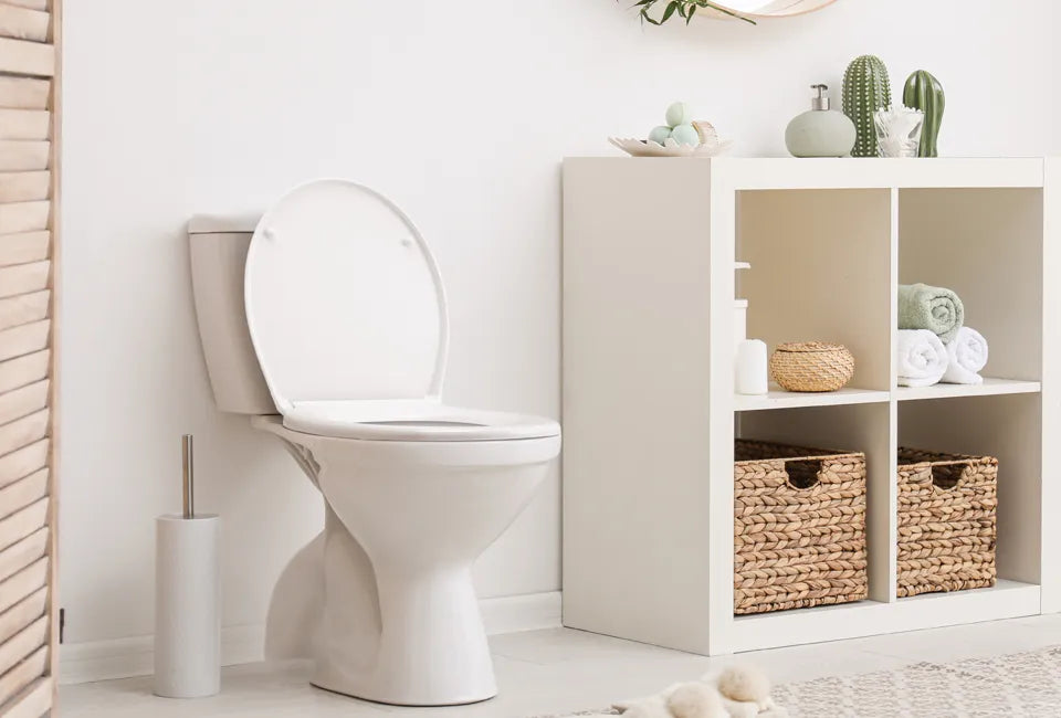 Home&Comfort - Abattant de WC robuste en forme de D avec fermeture souple - Blanc brillant