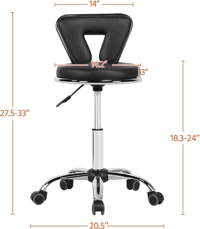 Tabouret pivotant à hauteur réglable Yaheetech - Dossier bas - Cuir synthétique - Pour le bureau ou la maison