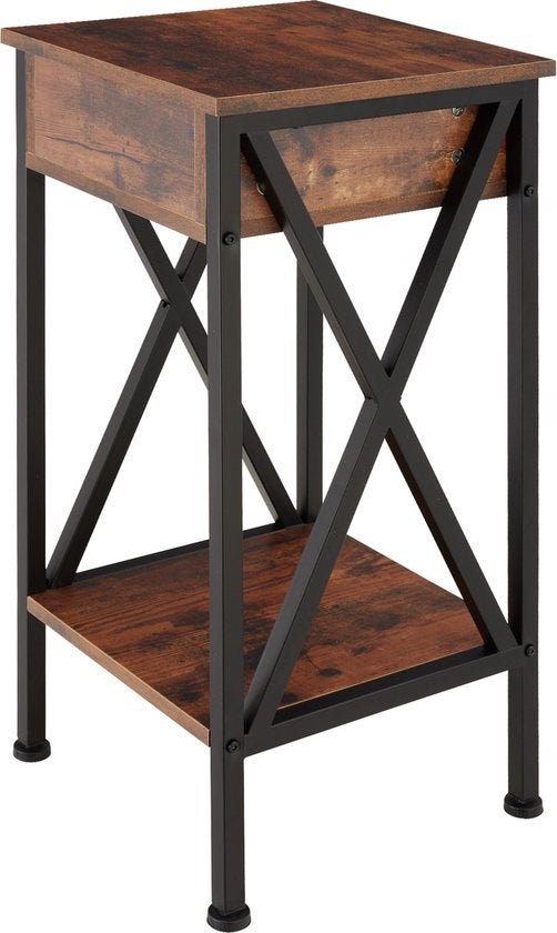 tectake® - Table d'appoint Dayton - industriel - brun foncé - 35 x 35 x 70,5 cm - 404451