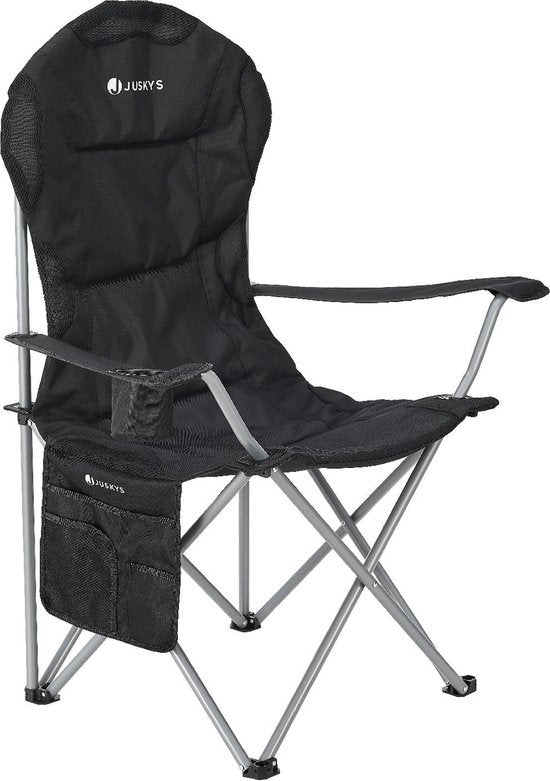 Chaise de camping / Chaise pliante Lido - Noir - Sac de rangement inclus