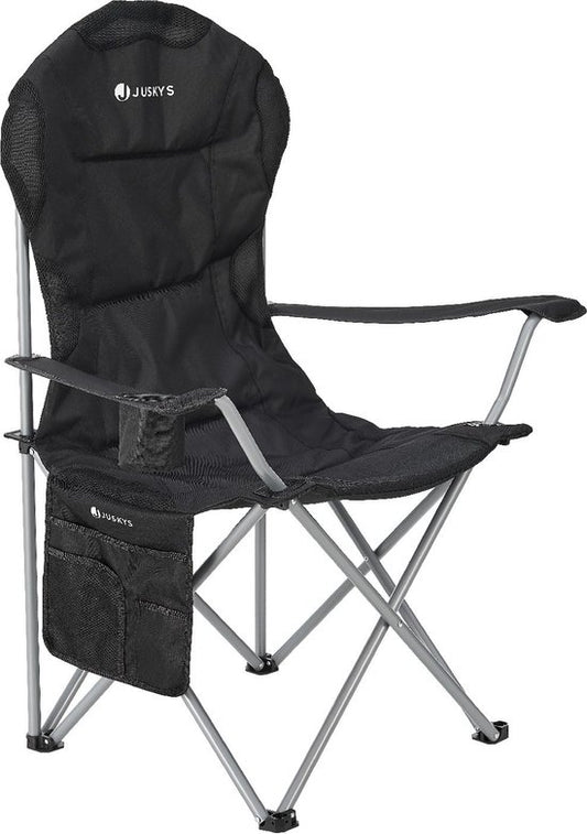 Chaise de camping / Chaise pliante Lido - Noir - Sac de rangement inclus