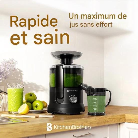 KitchenBrothers Extracteur de jus - Pour légumes et fruits - Extracteur de jus - Avec récipient à pulpe - 500ml - 600W - Noir