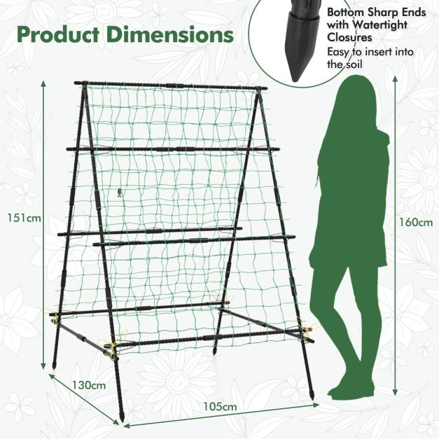 Coast Climbing Rack - A-Frame - Metal - Garden Net - Plant Clips - 130x105x151 cm - Black
