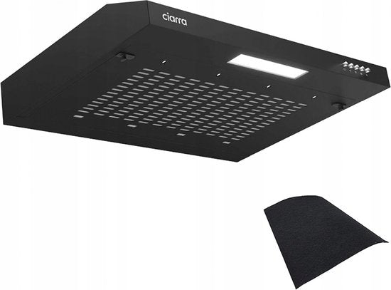 CIARRA CBCB6903 - Hotte encastrable de 60 cm, noire – filtre à charbon inclus - 220 m³