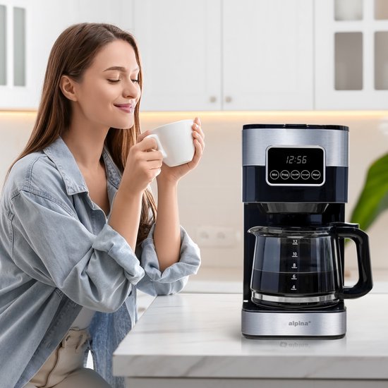 alpina Cafetière à filtre - 900W - 1.5 L - Gris/Noir