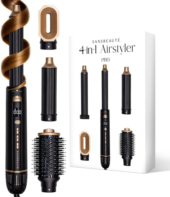 Sansbeauté® 4-in-1 Airstyler - Multistyler - Brosse sèche-cheveux cheveux courts - Boucleur de cheveux - Sèche-cheveux - Brosse chauffante - Brosse à boucler - Fer à boucler - Lisseur de cheveux - Hairwrap - Brosse de coiffage - 5 en 1 Hairstyler