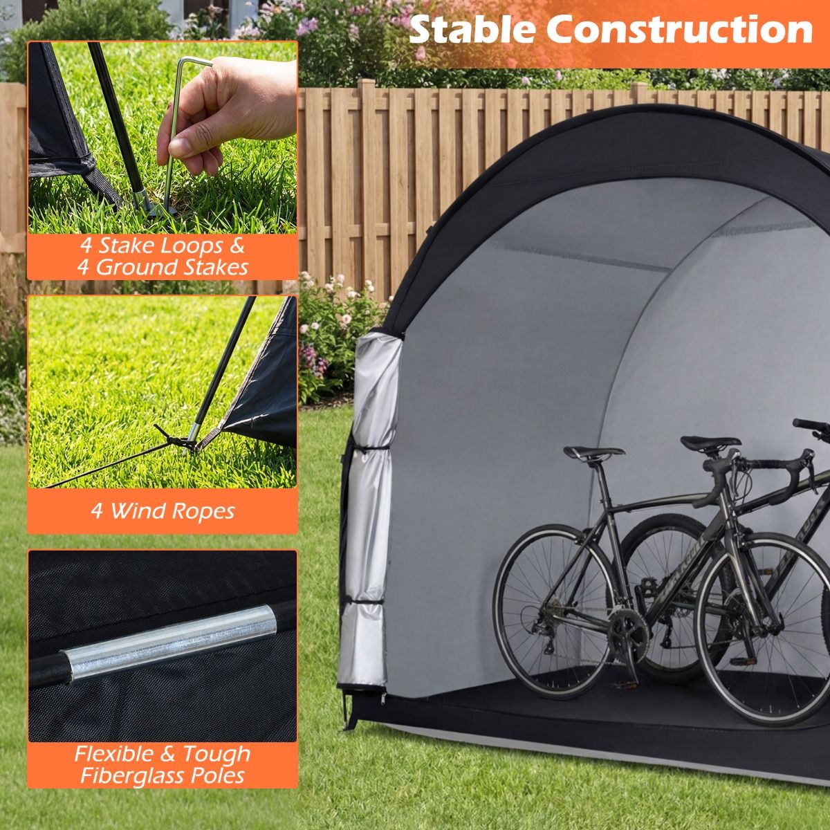 Abri à vélos Coast - Abri à vélos résistant aux intempéries - Pour 2 vélos - Noir - 210 x 123 x 171 cm